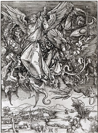 聖ミカエルとドラゴン、ラテン語版、1511（木版画） 作： Albrecht Dürer